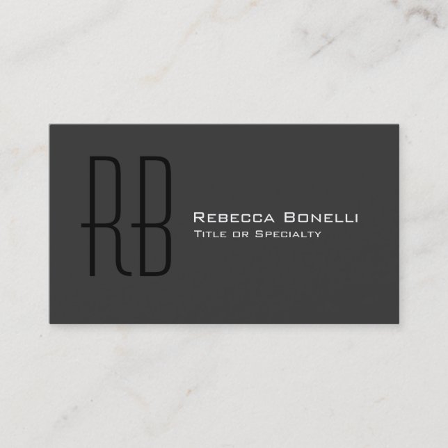 Gray Black White Monogram Consultant Business Card (Front)