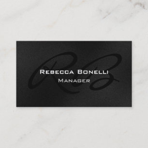 Gray Black White Monogram Manager Business Card