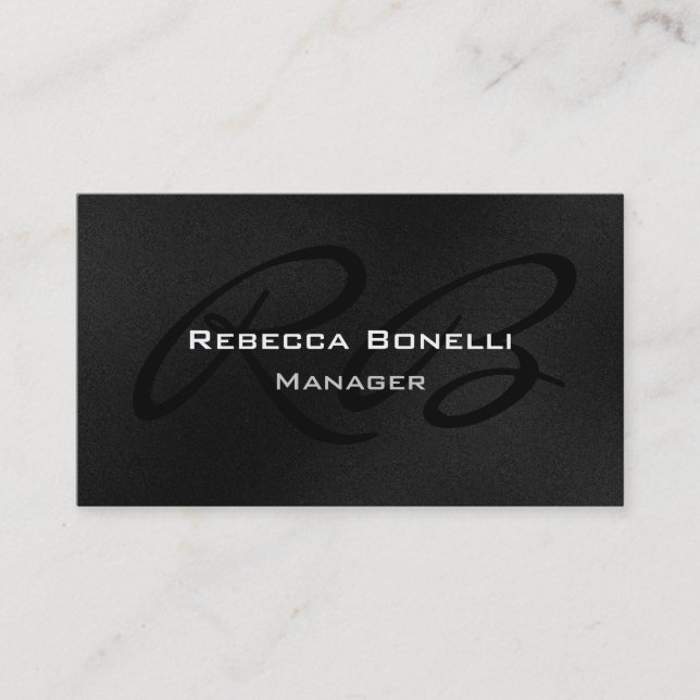Gray Black White Monogram Manager Business Card (Front)