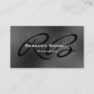 Gray Black White Monogram Manager Business Card