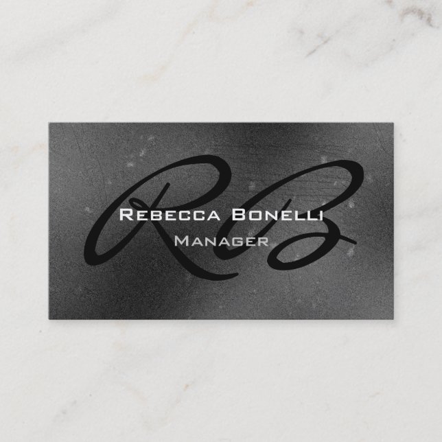 Gray Black White Monogram Manager Business Card (Front)