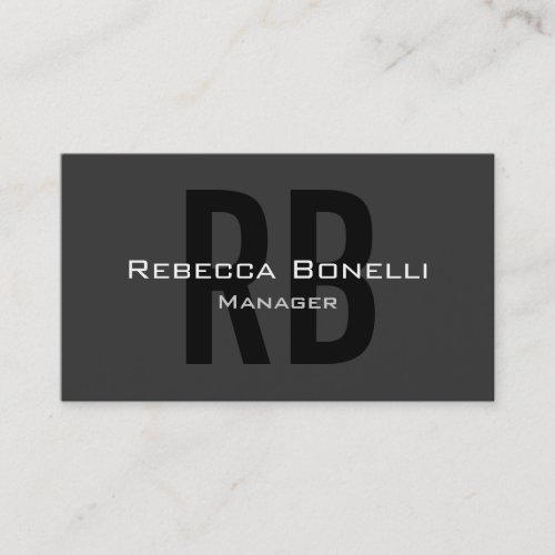 Gray Black White Monogram Manager Business Card