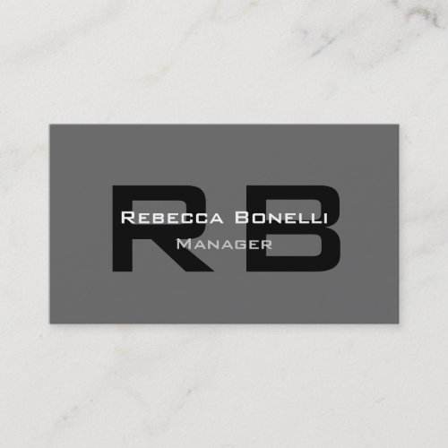 Gray Black White Monogram Manager Business Card