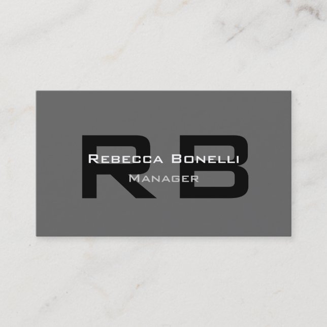 Gray Black White Monogram Manager Business Card (Front)