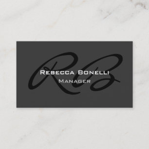 Gray Black White Monogram Manager Business Card