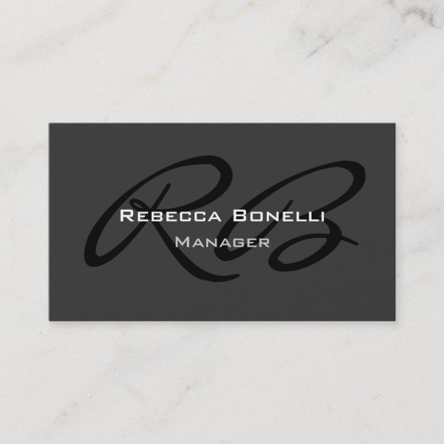 Gray Black White Monogram Manager Business Card (Front)