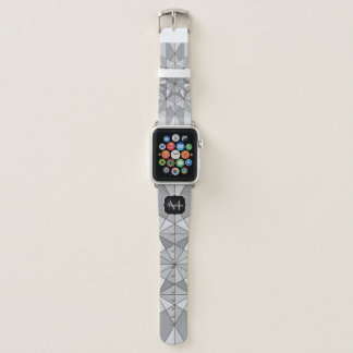 Gray black white Mosaic Triangle Pattern Monogram Apple Watch Band
