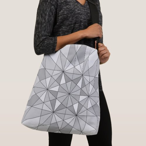 Gray black white Mosaic Triangle retro Pattern Crossbody Bag