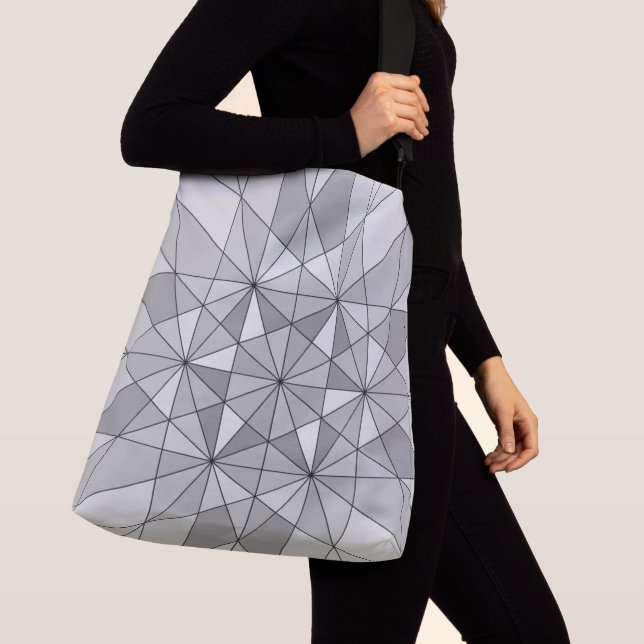 Gray black white Mosaic Triangle retro Pattern Crossbody Bag (Close Up)