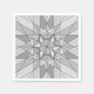 Gray black white Mosaic Triangle retro Pattern Napkins