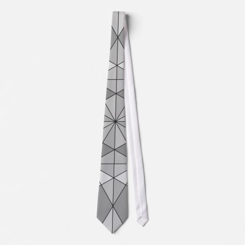 Gray black white Mosaic Triangle retro Pattern Neck Tie