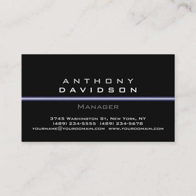 Gray Black White Pattern Thin Light Business Card (Front)