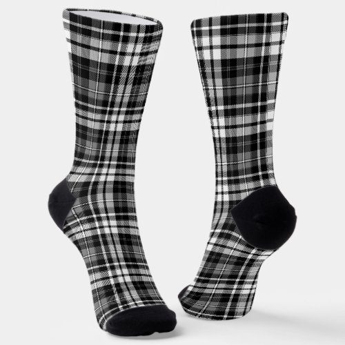 Gray Black White Plaid Tartan Socks