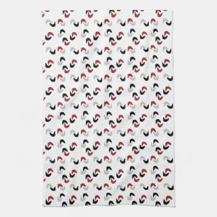 Gray ,black, white, red Boomerang Mod Retro Kitchen Towel