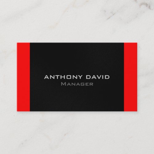 Gray Black White Red Stripes Simple Business Card