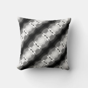 Gray Black White Slanted Mediterranean Mosaic Rows Throw Pillow