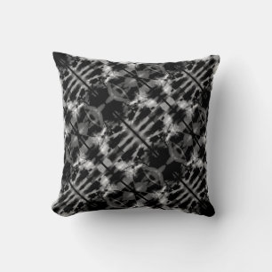 Gray Black White Slanted Stained Glass Design Throw Pillow