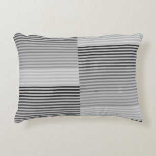 Gray, Black, White Stripes Accent Pillow