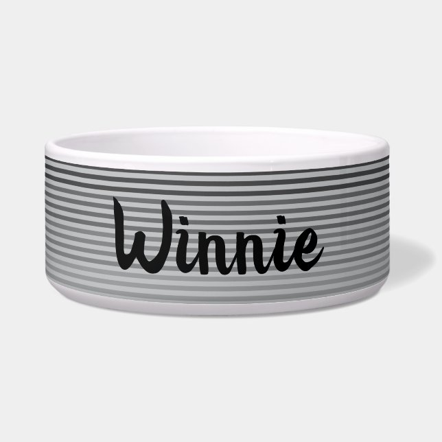 Gray, Black, White Stripes Bowl (Front)