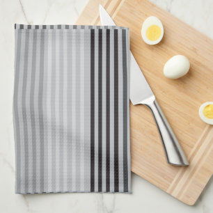 Gray, Black, White Stripes Kitchen Towel