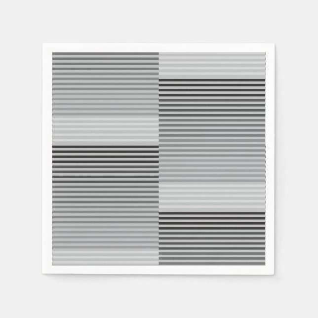 Gray, Black, White Stripes Napkins (Front)