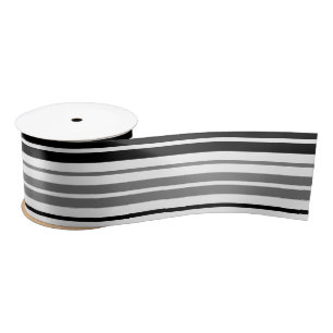 Gray Black White Stripes Pattern   Satin Ribbon
