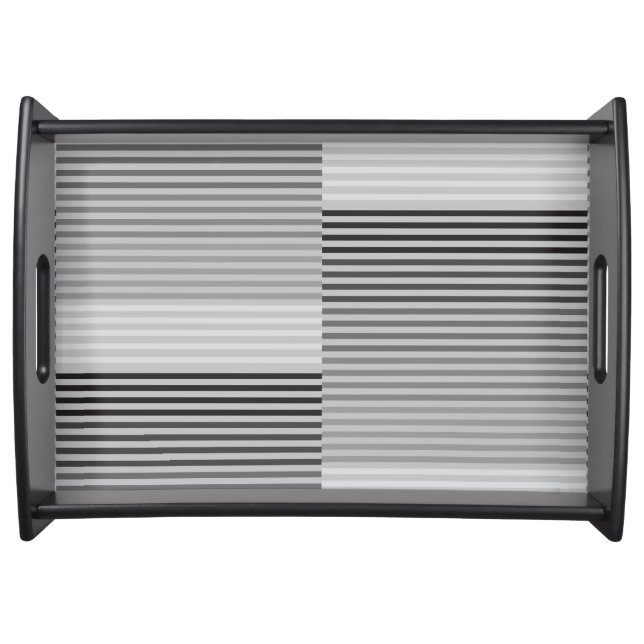 Gray, Black, White Stripes Serving Tray (Front)