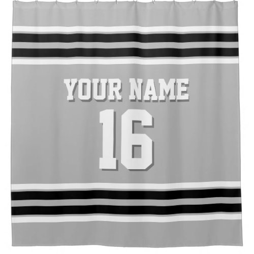 Gray Black White Stripes Sports Jersey Shower Curtain