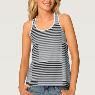 Gray, Black, White Stripes Tank Top