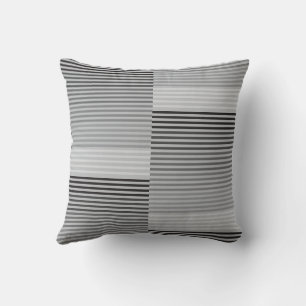 Gray, Black, White Stripes Throw Pillow