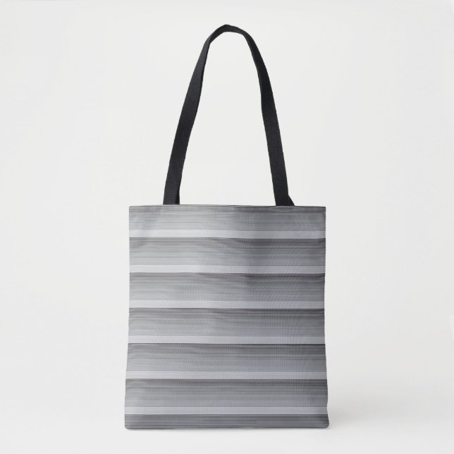 Gray, Black, White Stripes Tote Bag (Front)