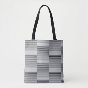 Gray, Black, White Stripes Tote Bag