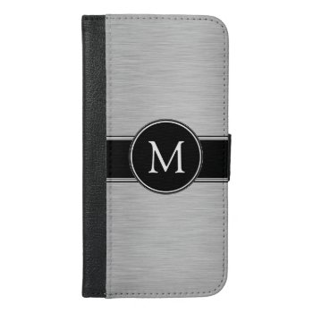 Gray Black White With Your Monogram Iphone 6/6s Plus Wallet Case by monogramgallery at Zazzle