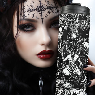 Gray Black Witchy Gothic Victorian Goth Baphomet T Thermal Tumbler