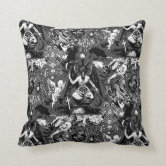 Black and White Goth Witchcraft Baphomet Gothic Throw Pillow