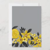 Gray Black Yellow Floral Watercolor Sweet 16 Invitation (Back)