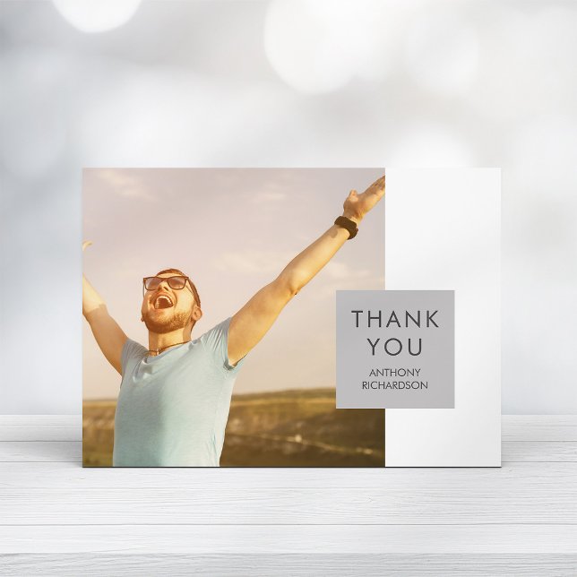 Gray Block | Photo Graduate Thank You Invitation (Creator Uploaded)