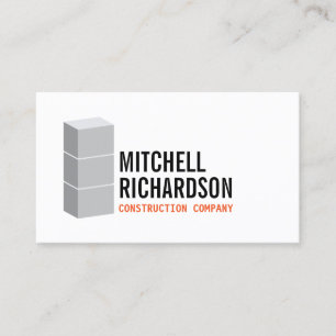 Gray Blocks Concrete Construction Builder Business Card
