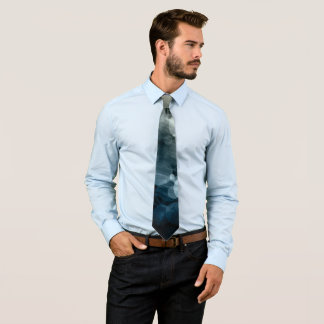 Gray & Blue Abstract Bokeh Pattern Men's Tie