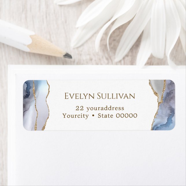 Gray blue agate return address label (Insitu)