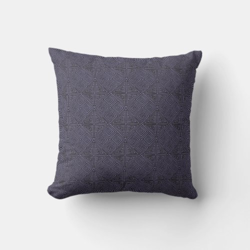 Gray_blue and Black African Mud Cloth Style Throw Pillow