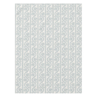 Gray Blue and Bone Floral Stripe Tablecloth