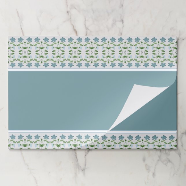 Gray Blue and Dark Green Paper Placemat (Folded)