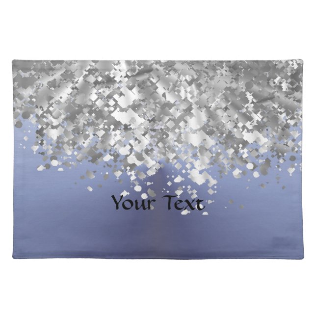Gray blue and faux glitter cloth placemat (Front)