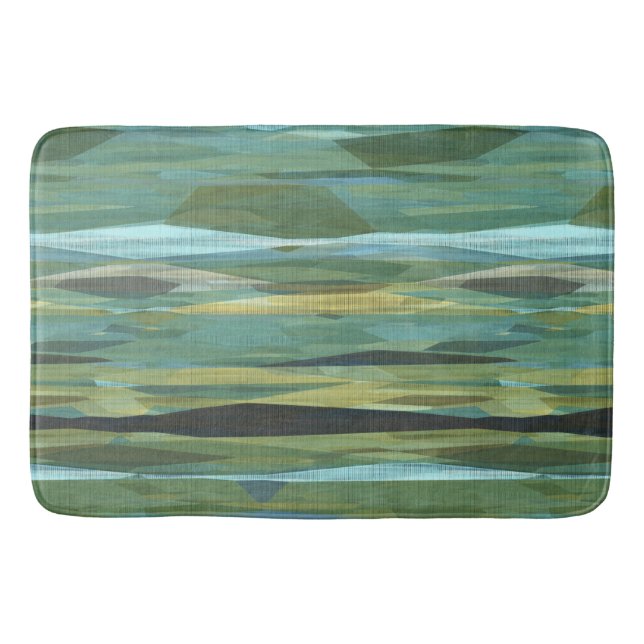 gray blue and green abstract  bath mat (Front)