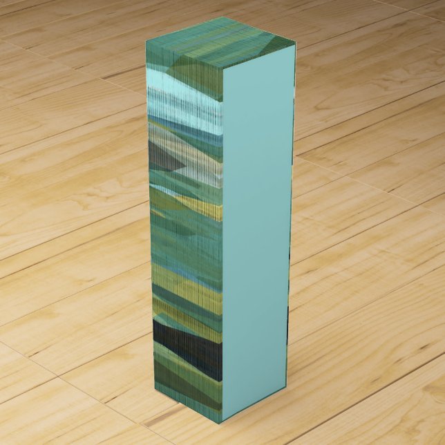 gray blue and green abstract  wine box (Front)