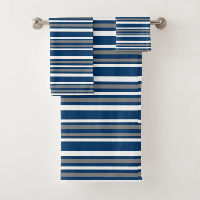 Gray Blue and White Stripes Bath Towel Set Zazzle