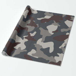 Gray Blue army camo camouflage pattern Wrapping Paper