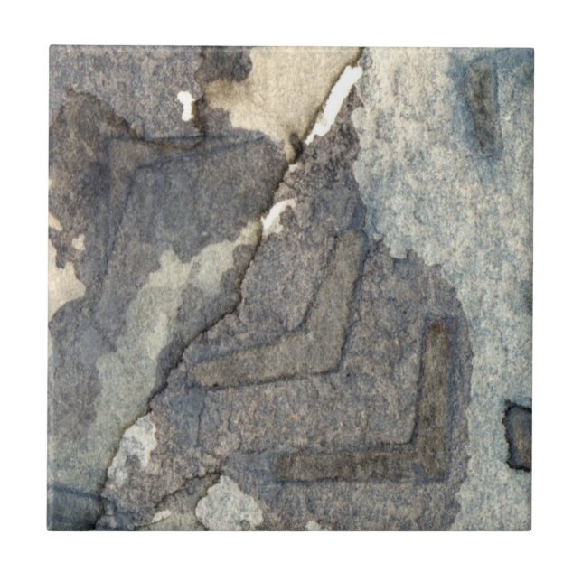 gray-blue background watercolor 2 ceramic tile (Front)