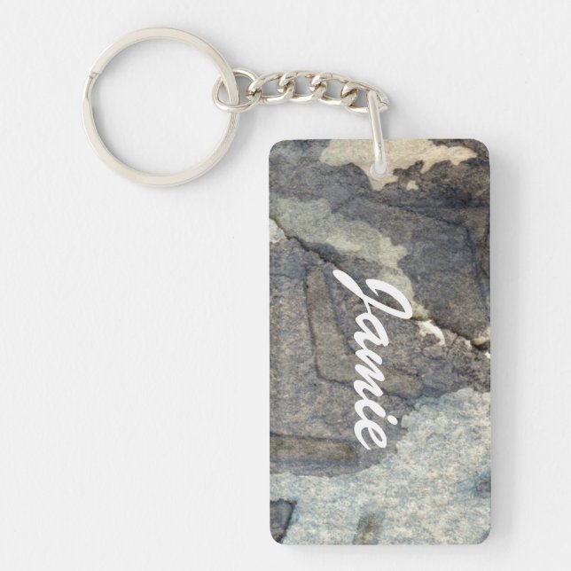 gray-blue background watercolor 2 keychain (Front)